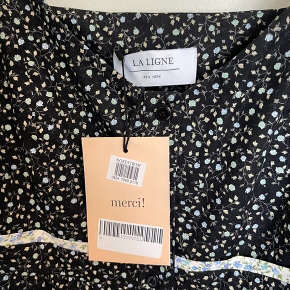 La LIGNE New York - Kate black floral midi dress size M NWT - Picture 3 of 7